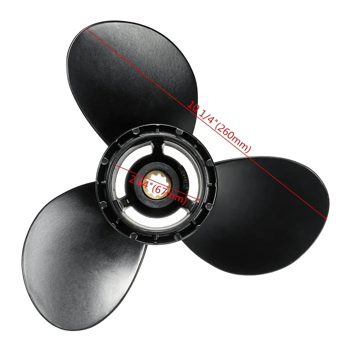 For Suzuki 20-30HP 58100-96420-019  10 1/4 x 11 Aluminum Boat Outboard Propeller 10 Spline Tooths R Rotation 3 Blades Black