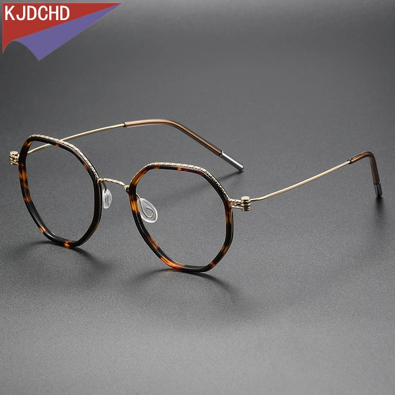 

Acetate Titanium Glasses Frame for Men 2024 Screwless Retro Polygon Prescription Eyeglasses Frames Women Myopia Optical Eyewear