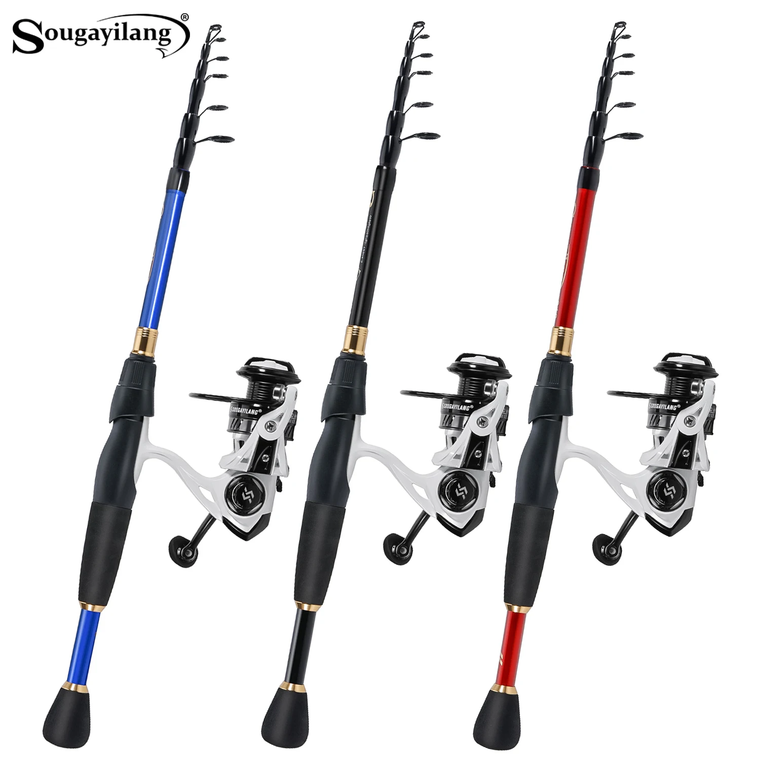 

Рыболовный набор Sougayilang со стержнем из углеродного волокна, мощная рыболовная катушка 5,2:1, профессиональный рыболовный набор для удобной рыбалки, путешествия