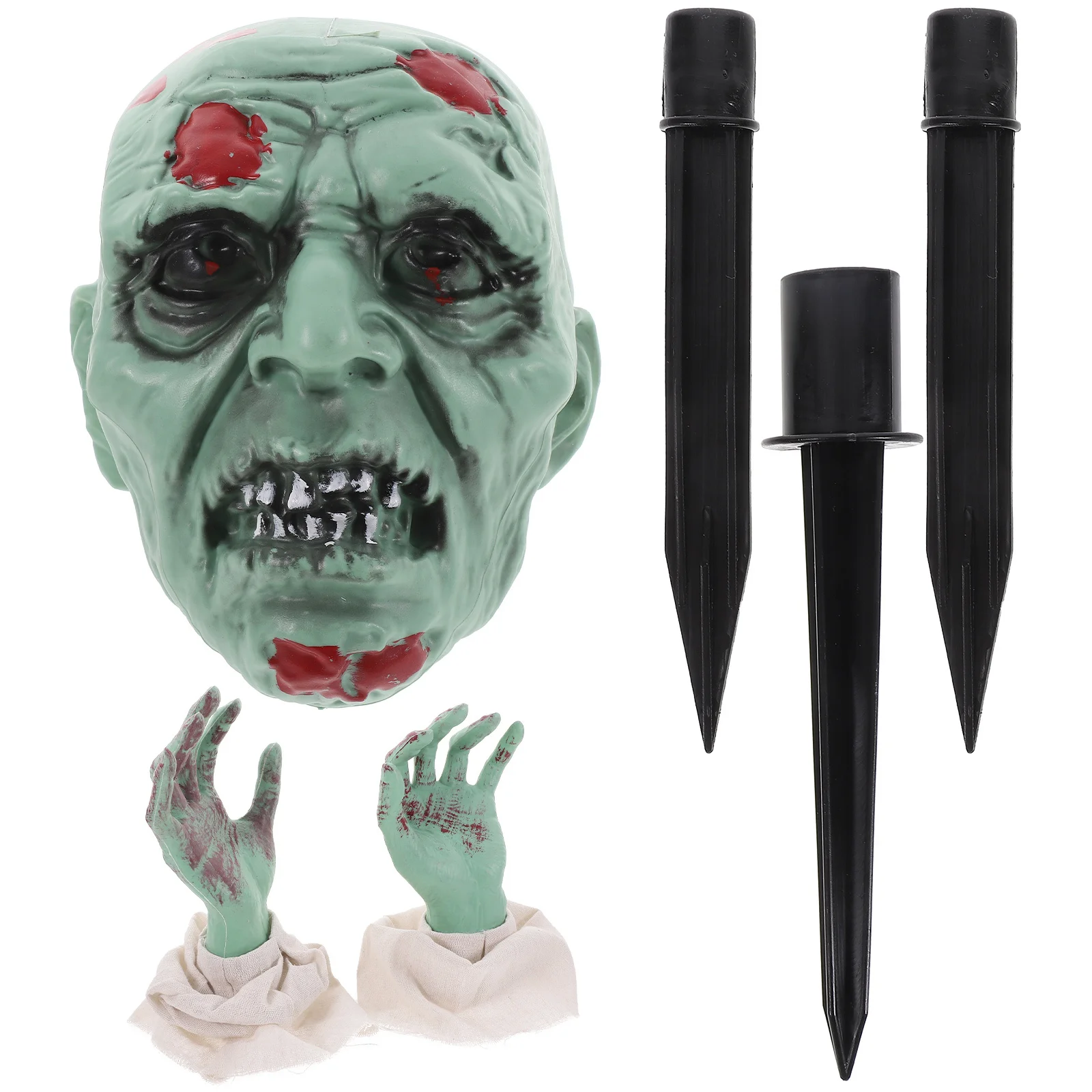مجموعة واحدة من زينة حديقة الهالوين ذات الرأس الواقعي لتخطيط المشهد المخيف في الهواء الطلق وديكورات حديقة الهالوين