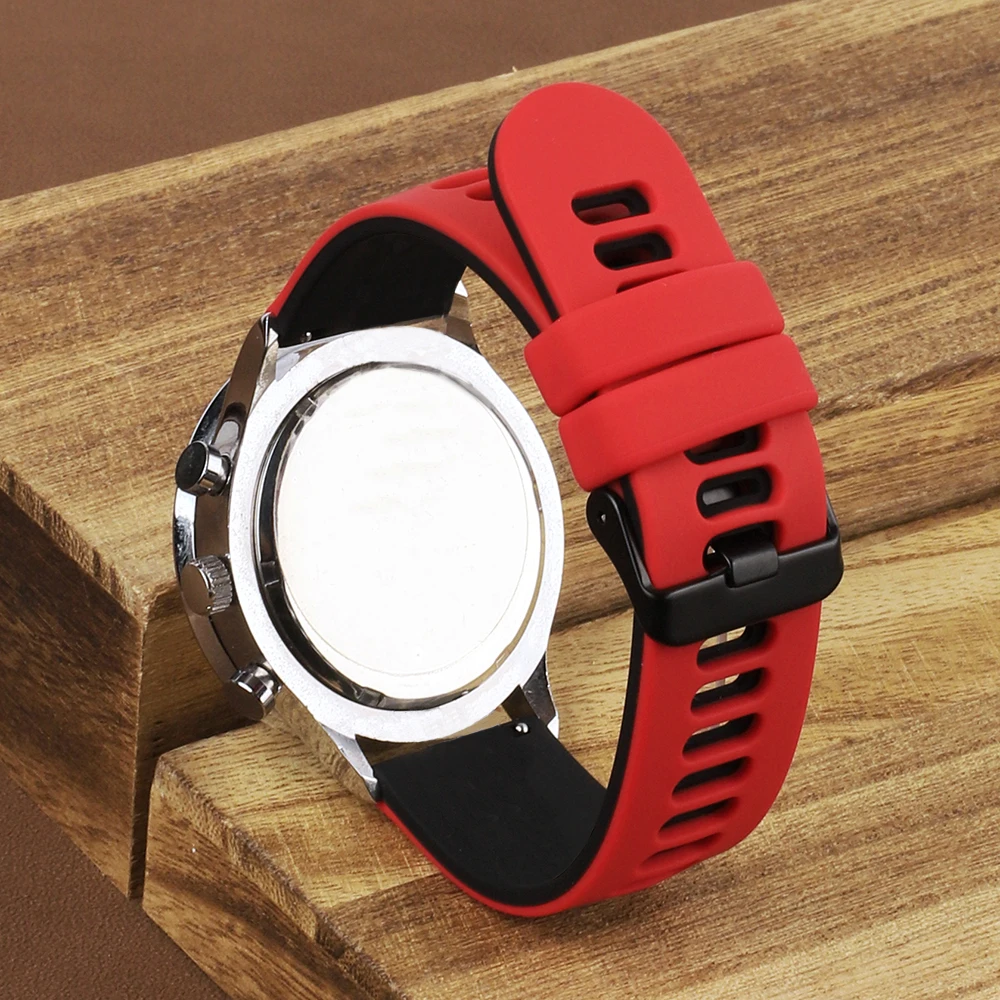 العالمي ساعات سيليكون العصابات استبدال الأشرطة ل Garmin Forerunner 245 645 أسود أحمر اللون مقاوم للماء سوار ساعة رياضية