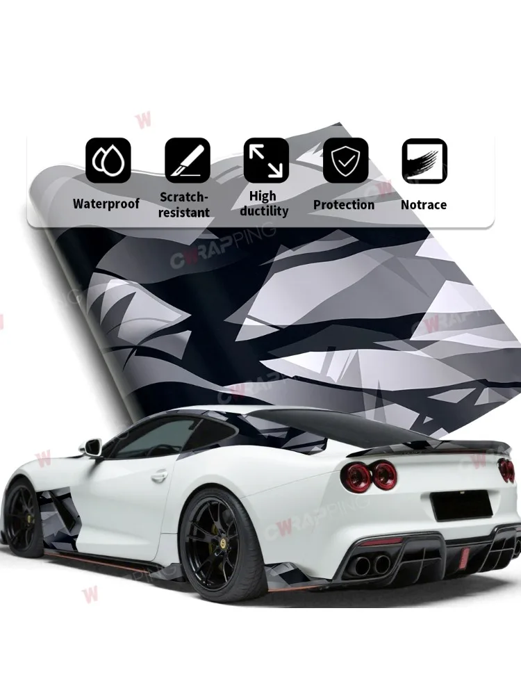 AliExpress Black Geometric Camo Vinyl Film Custom Selfadhesive Sticker Bike Console Laptop Scooter Motorcycle Skin Wrapping Protection Film