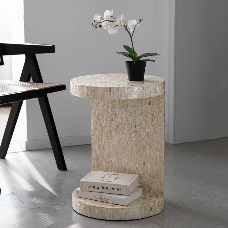 Creative shell coffee table, living room sofa round storage table, Nordic art bedside table, furniture