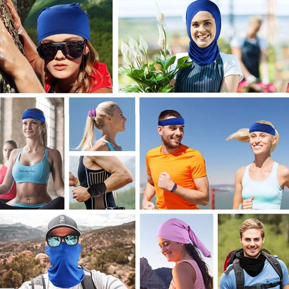 Bandana para bicicleta al aire libre para hombre y mujer, turbante mágico para acampar, senderismo, protector solar a prueba de viento, bufanda de Color sólido para la cabeza