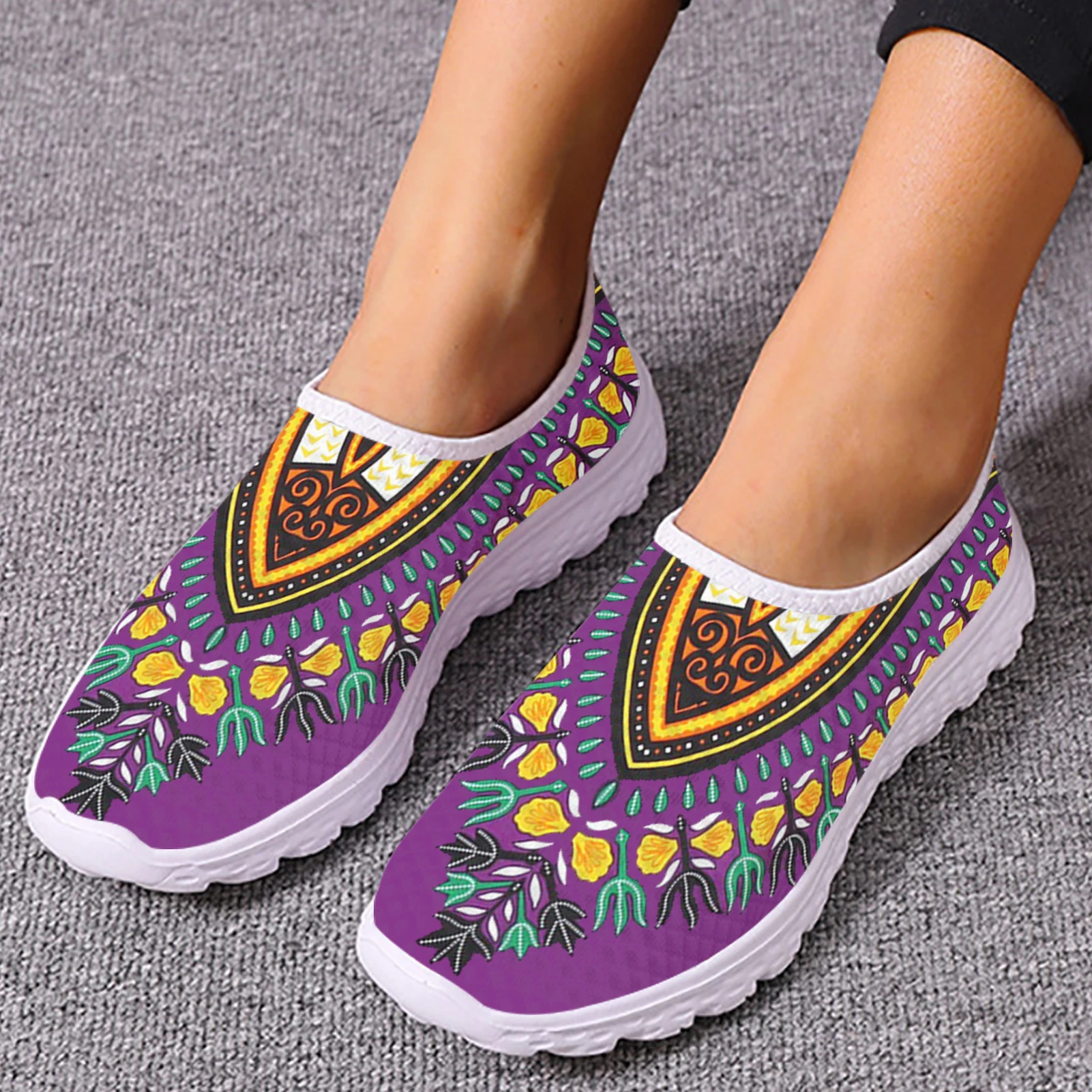 INSTANTARTS African Pattern Women Sneakers Flats Comfortable Slip On Vulcanized Shoes Air Mesh Water Shoes Women Zapatos Mujer