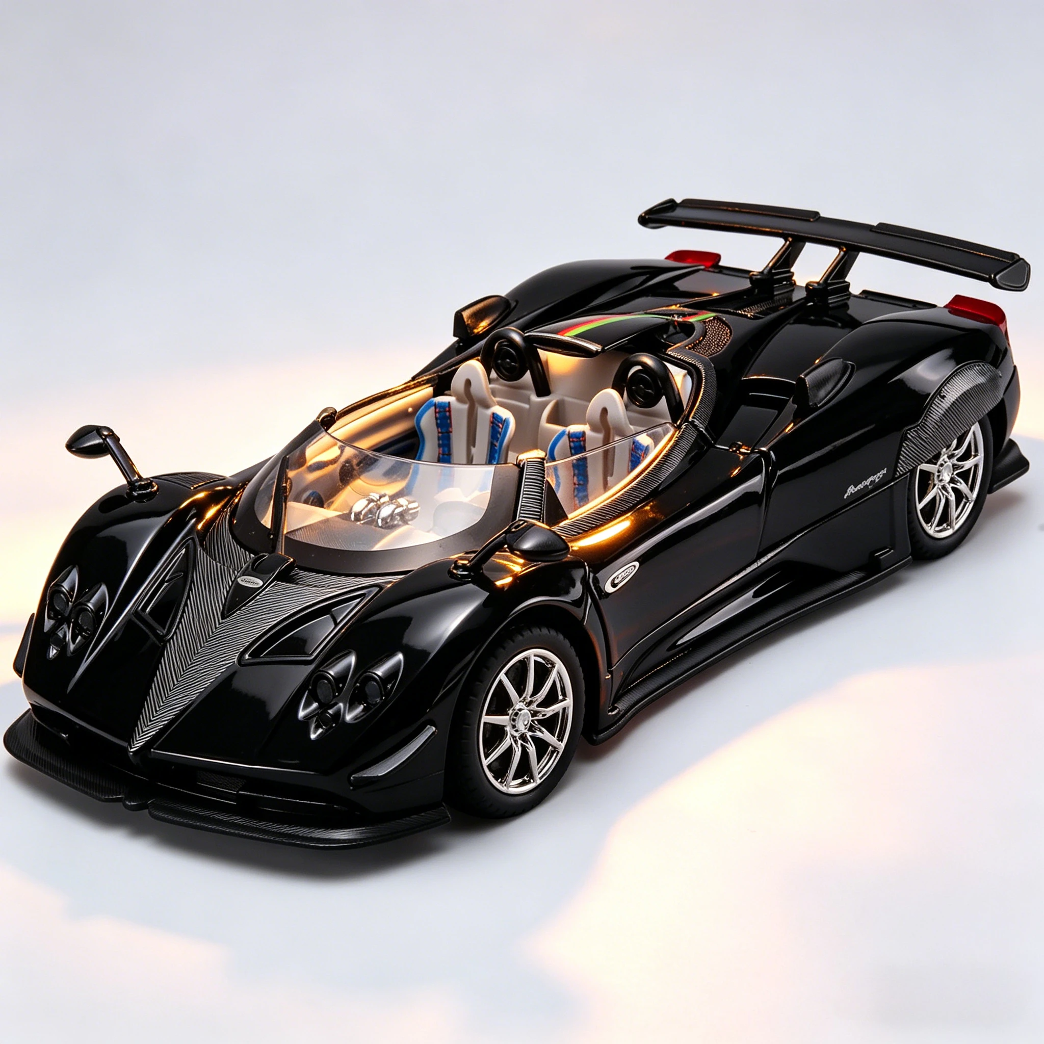 

1:24 Zonda HP Barchetta Diecast Alloy Sports Cars Model Toys with Sound Light Pull Back Doors Opened Vehice Boy Christmas Gifts