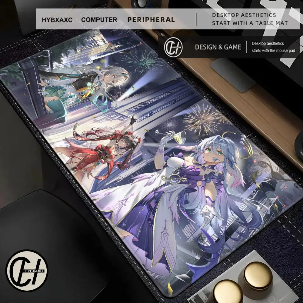 

Anime Gaming Mousepad Honkai Star Rail Mouse Pad Locking Edge Mouse Mat Office Large Non-Slip Keyboard Mat Raiden Bosenmori Mei