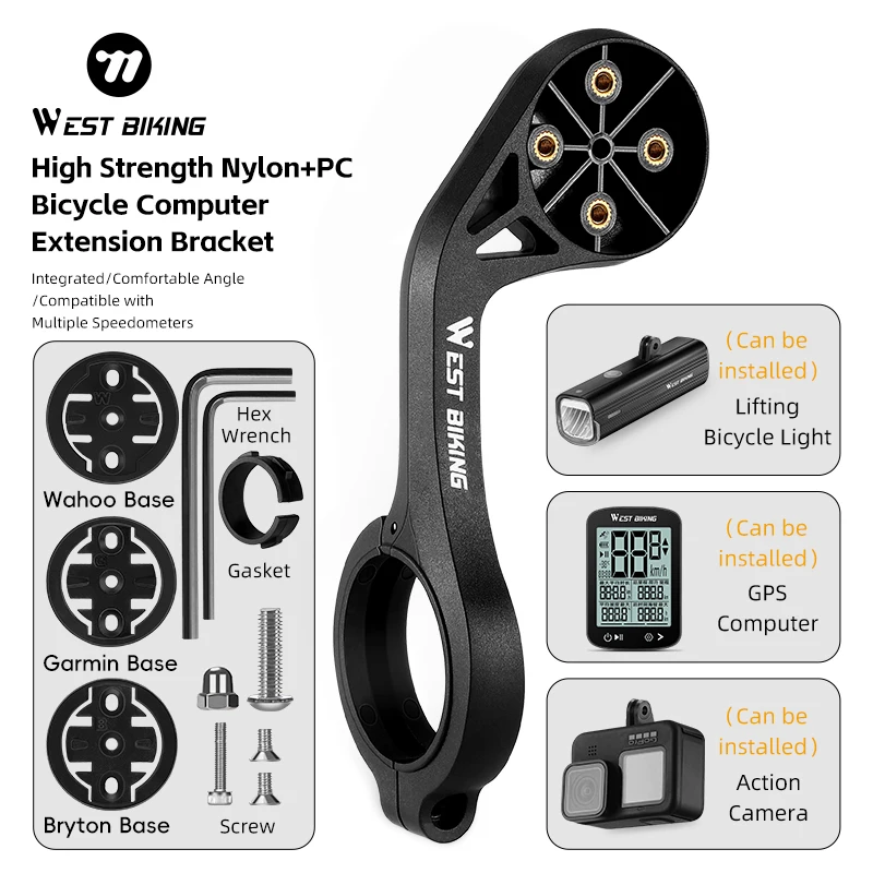 Soporte para ordenador de bicicleta WEST BIKING, velocímetro Garmin/Bryton/Wahoo, luces y soporte para cámara, accesorios para bicicleta de montaña y carretera