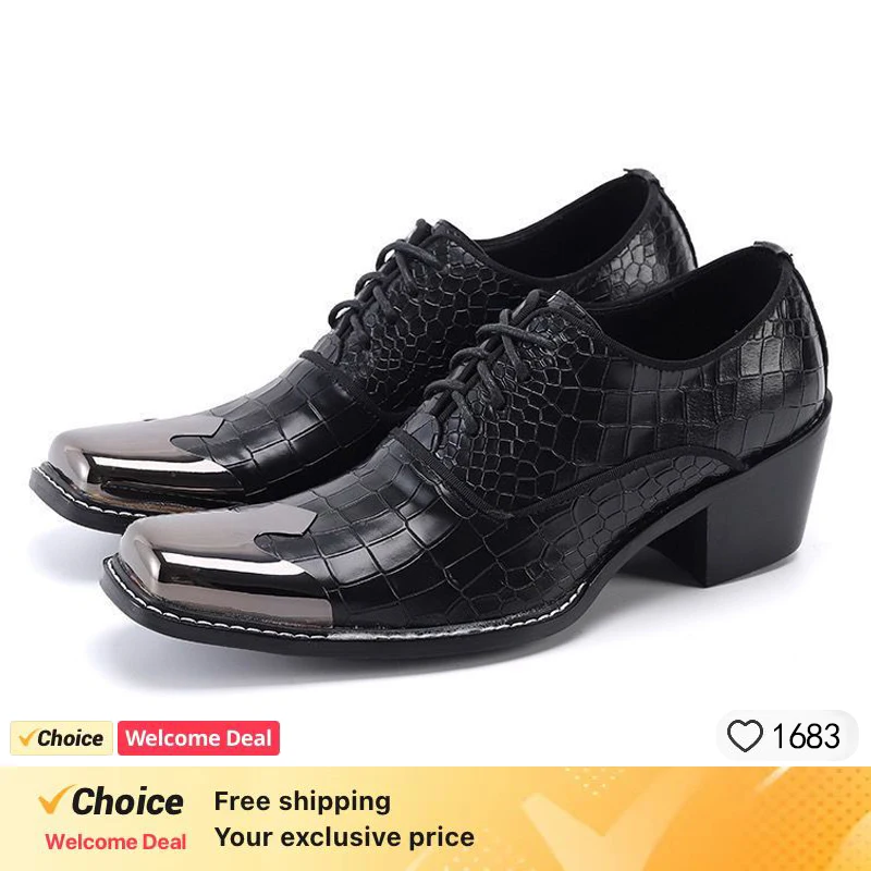 

Luxury designer square toe dress shoes snake patterned high heels men's formal shoes plus size dress party men's derby shoes