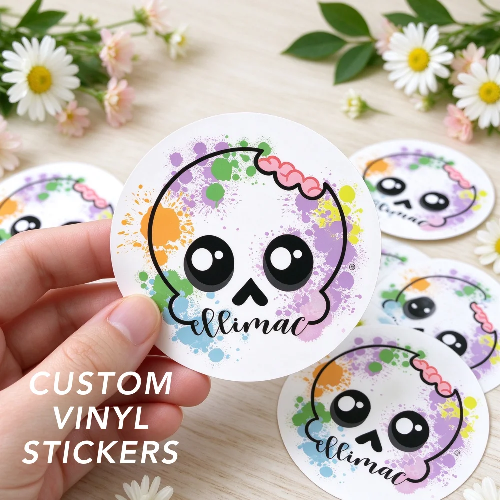 100pcs Custom Stickers Waterproof Your Own Logo Name Label PVC Vinyl Die Kiss Cut Kawaii Cute Laptop Aesthetics Sticker