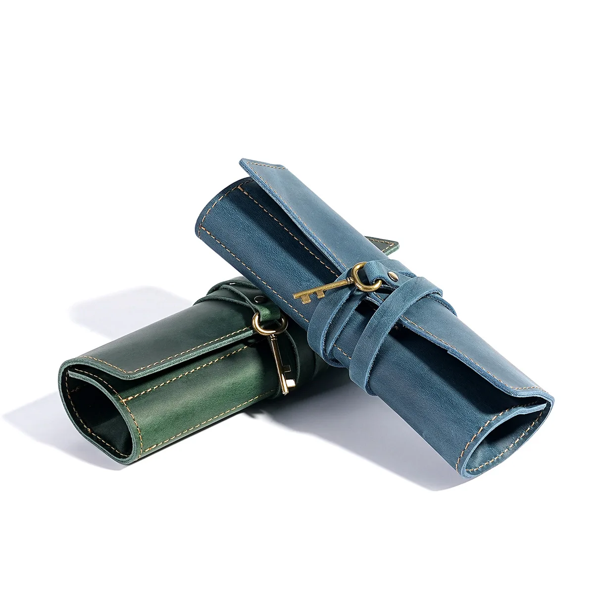 Etui na długopisy z prawdziwej skóry, ręcznie robione, do przechowywania długopisów, ołówków i piór wiecznych, wielofunkcyjne etui na długopisy z zasłonką.