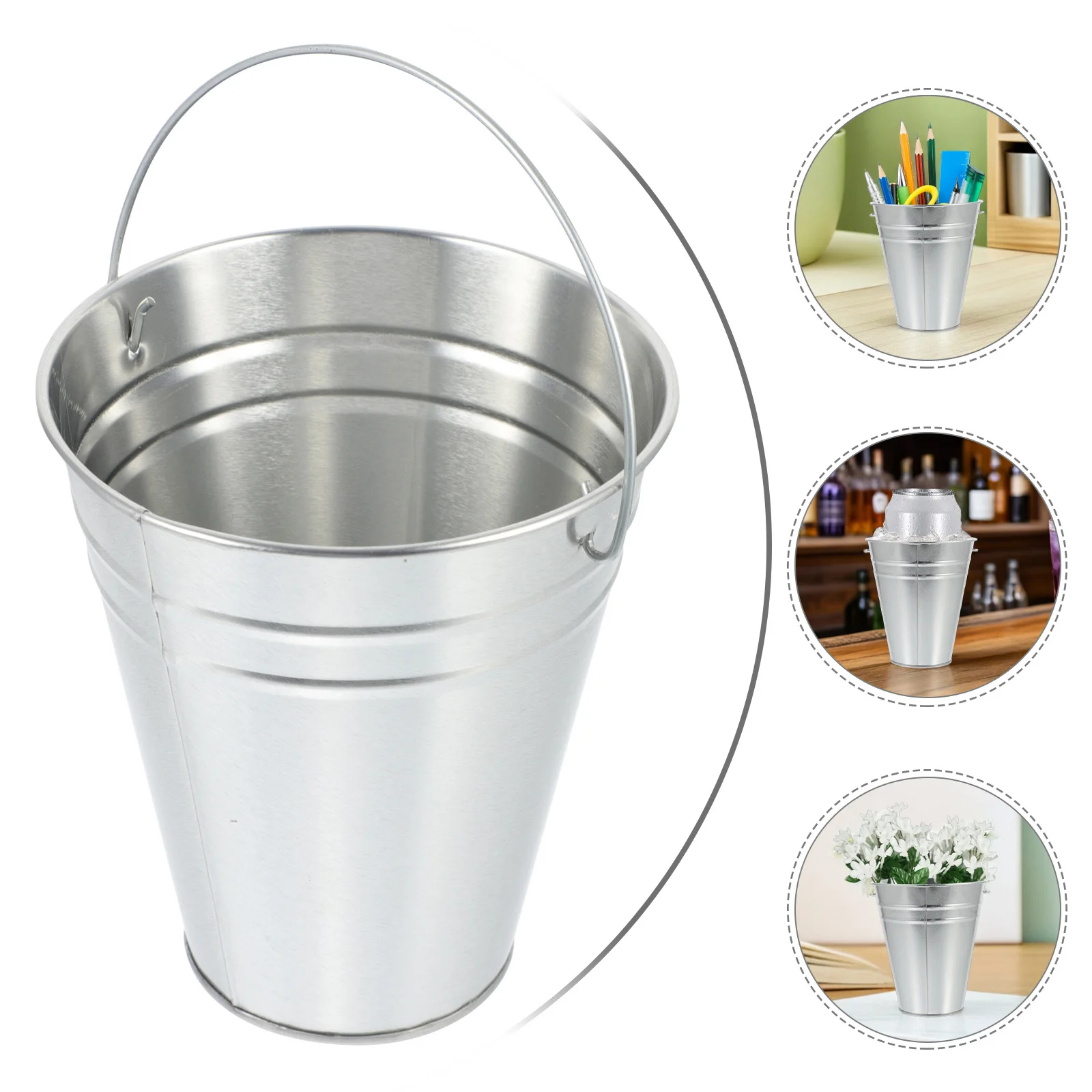 

6pcs Beer Ice Bucket Thickened Large Capacity One Piece Molding Bar Ktv Hotel Use Multi Purpose Drink Holder Tinplate Wine