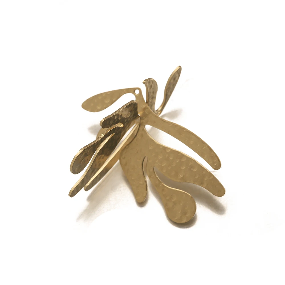 10Pcs Raw Brass Matisse Inspired Shapes Leaf Charms 4 Styles Leaves Pendant For Diy Drop Women Statement Earrings Jewelry Making