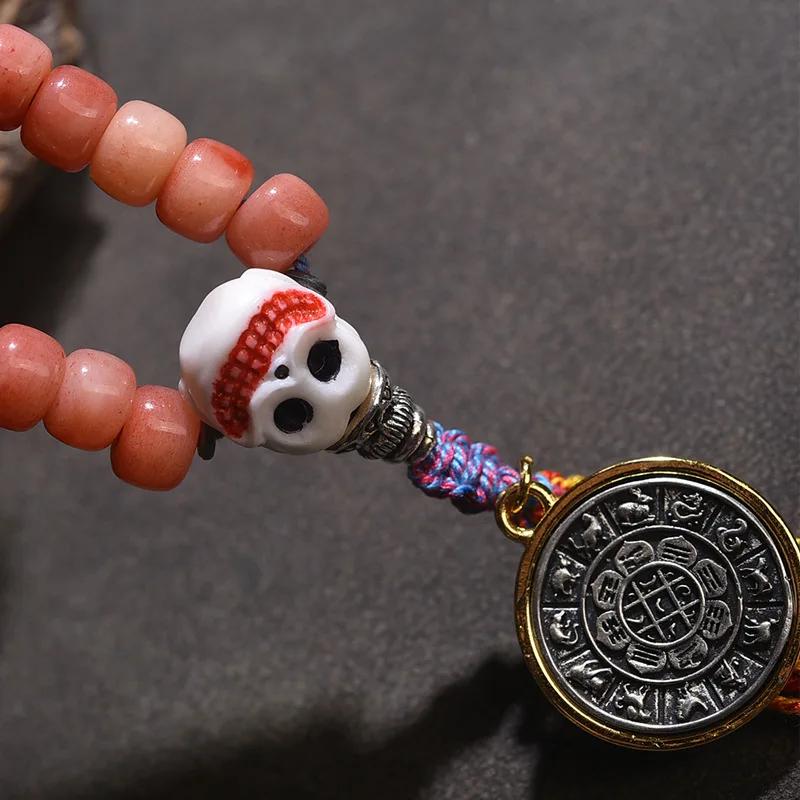 Natural Bone Beads 108 Tibetan Style Tassel Nine Palaces Eight Diagrams Accessories Neck Hanging