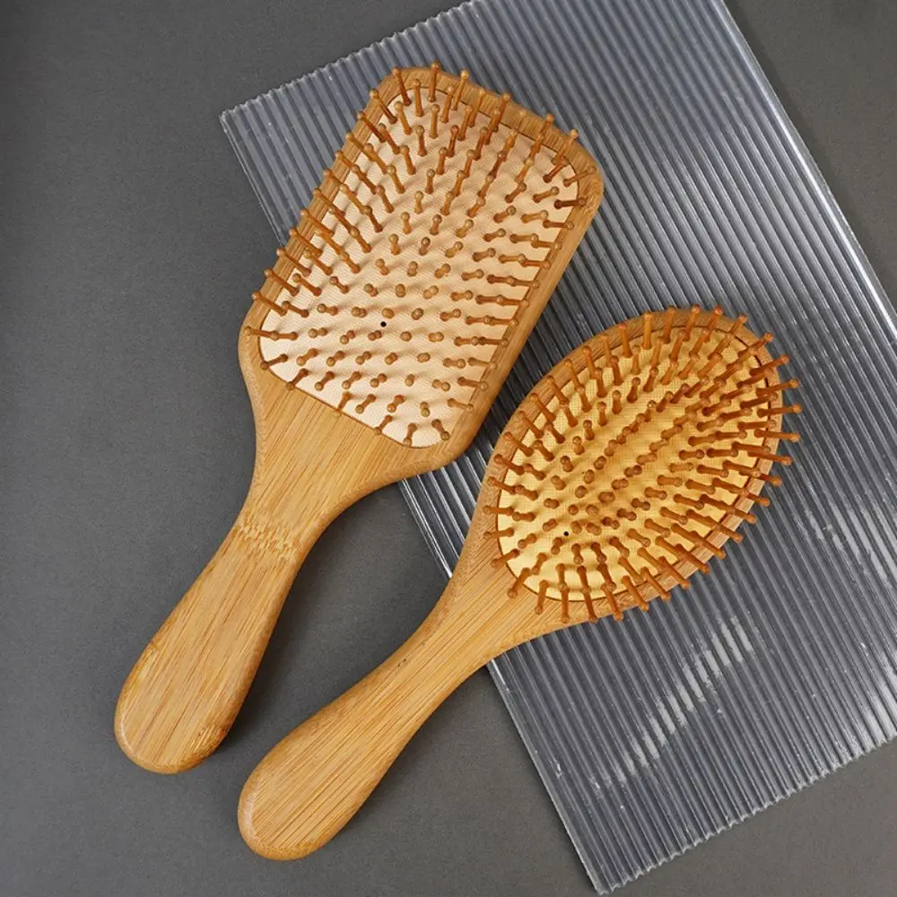 1pc Eco Friendly Air Cushion Massage Comb, Portable Hairbrush With Bamboo Handle For Massaging Scalp, Home Essentials