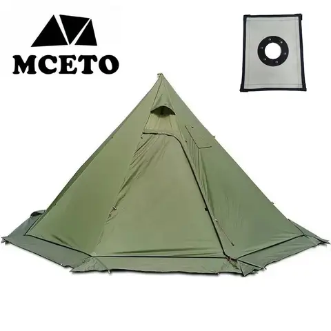 New Pyramid Tent With Snow Skirt Ultralight Outdoor Camping Teepee With A Chimney Hole For Cooking Travel Backpacking Tent