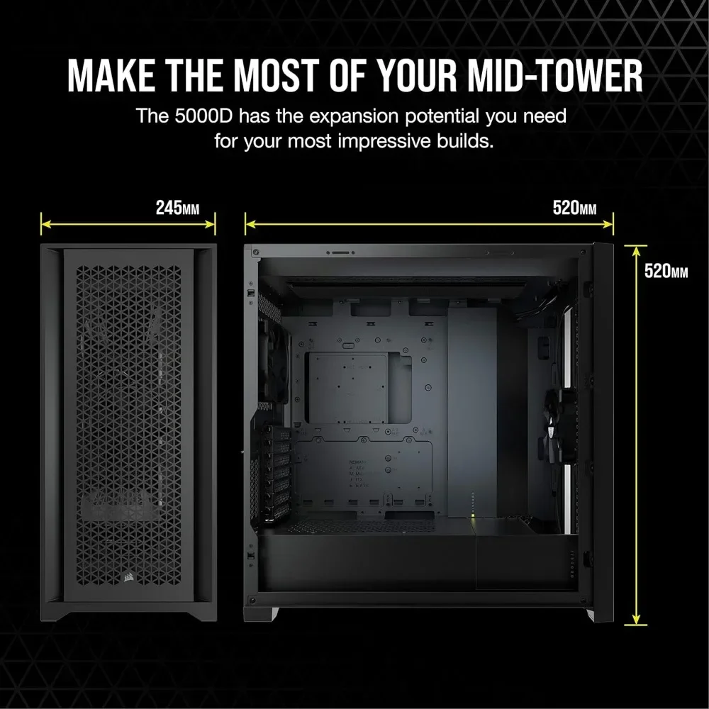 5000d Luchtstroom Gehard Glas Mid-Tower Atx Pc Case