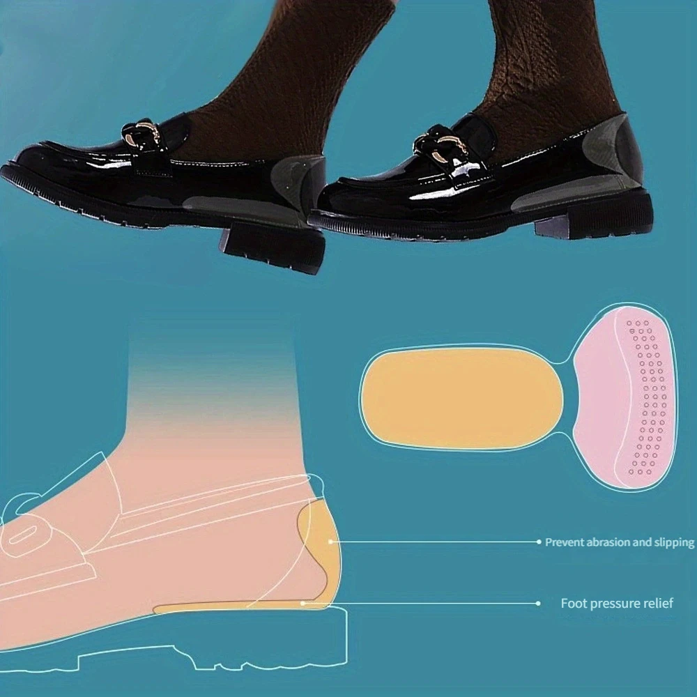T-förmige Schaumstoff-Fersenpolster Fersenschutz Schuh-Einlagen für zu große Schuhe Größenreduzierende Einlagen für High Heels Schmerzlindernde Einlegesohlen 2 Stück/4 Stück – Detail 3