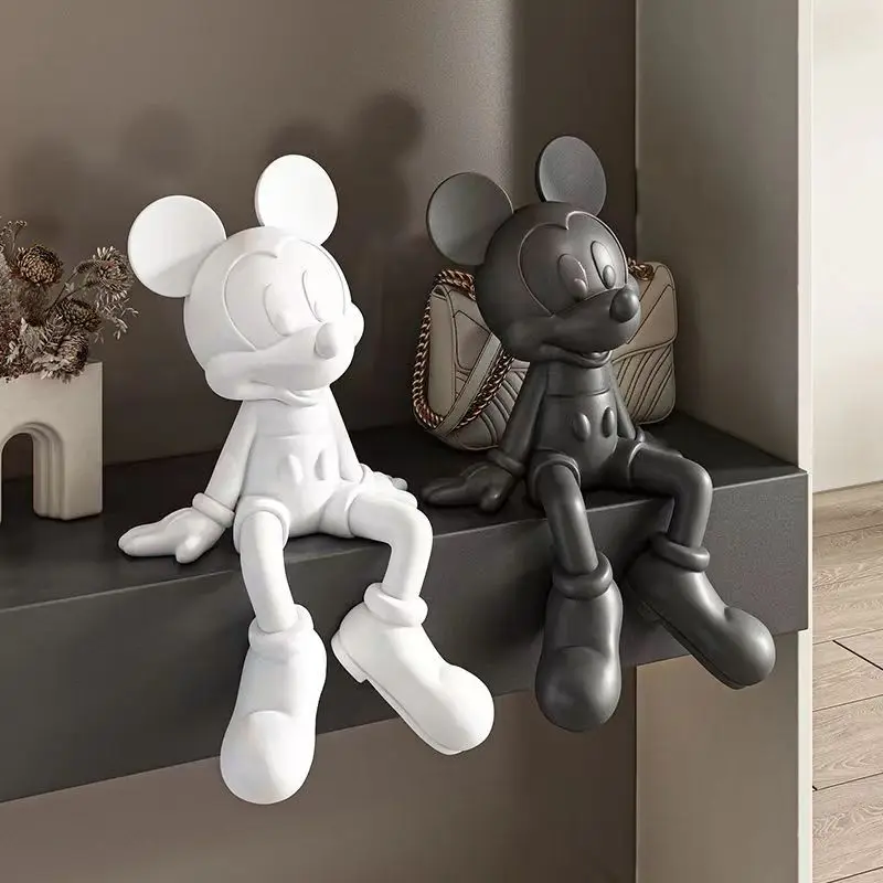 Disney Large Mickey Mouse Sitting Resin Movable Statue Series Model Statue Doll Home Bedroom Decoration Collection Model Gift