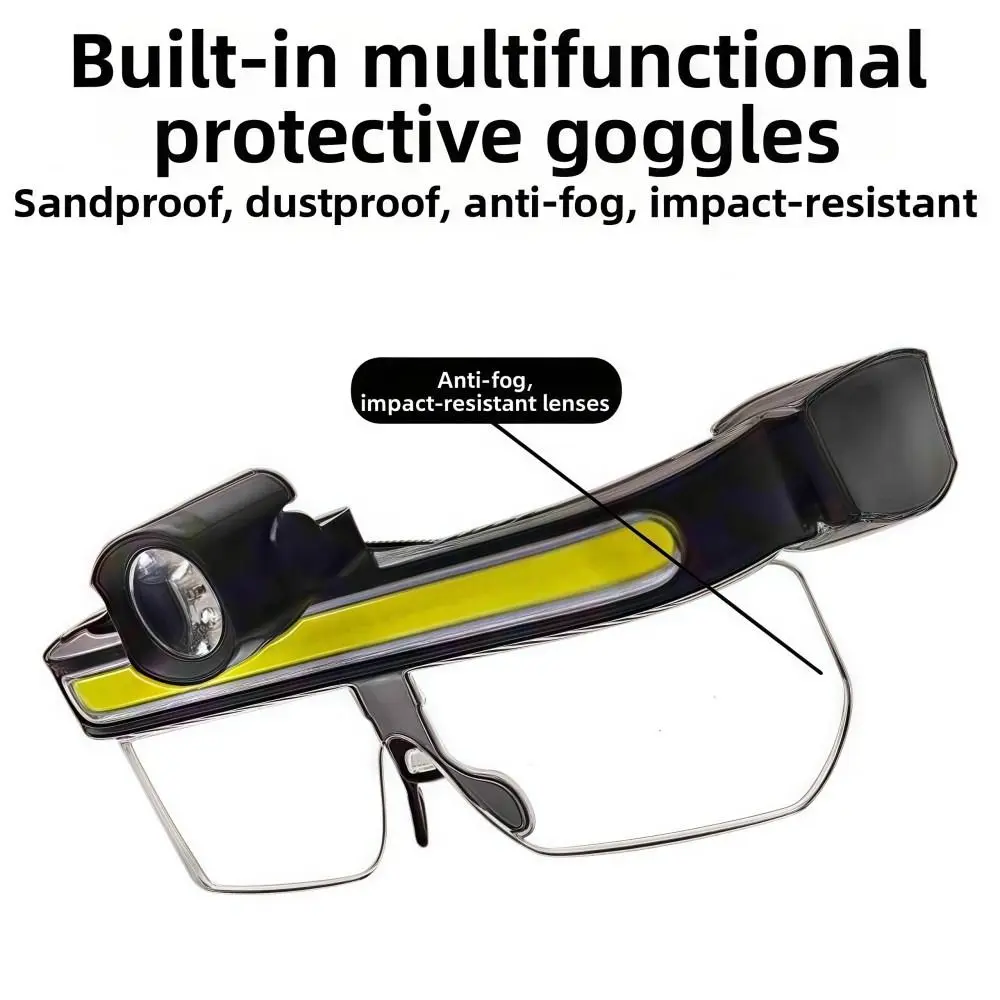 USB Charging LED Glasses Light Full View Large Flood LED Headlamp Dual Level Light Source Multi Functional Riding Fishing Light