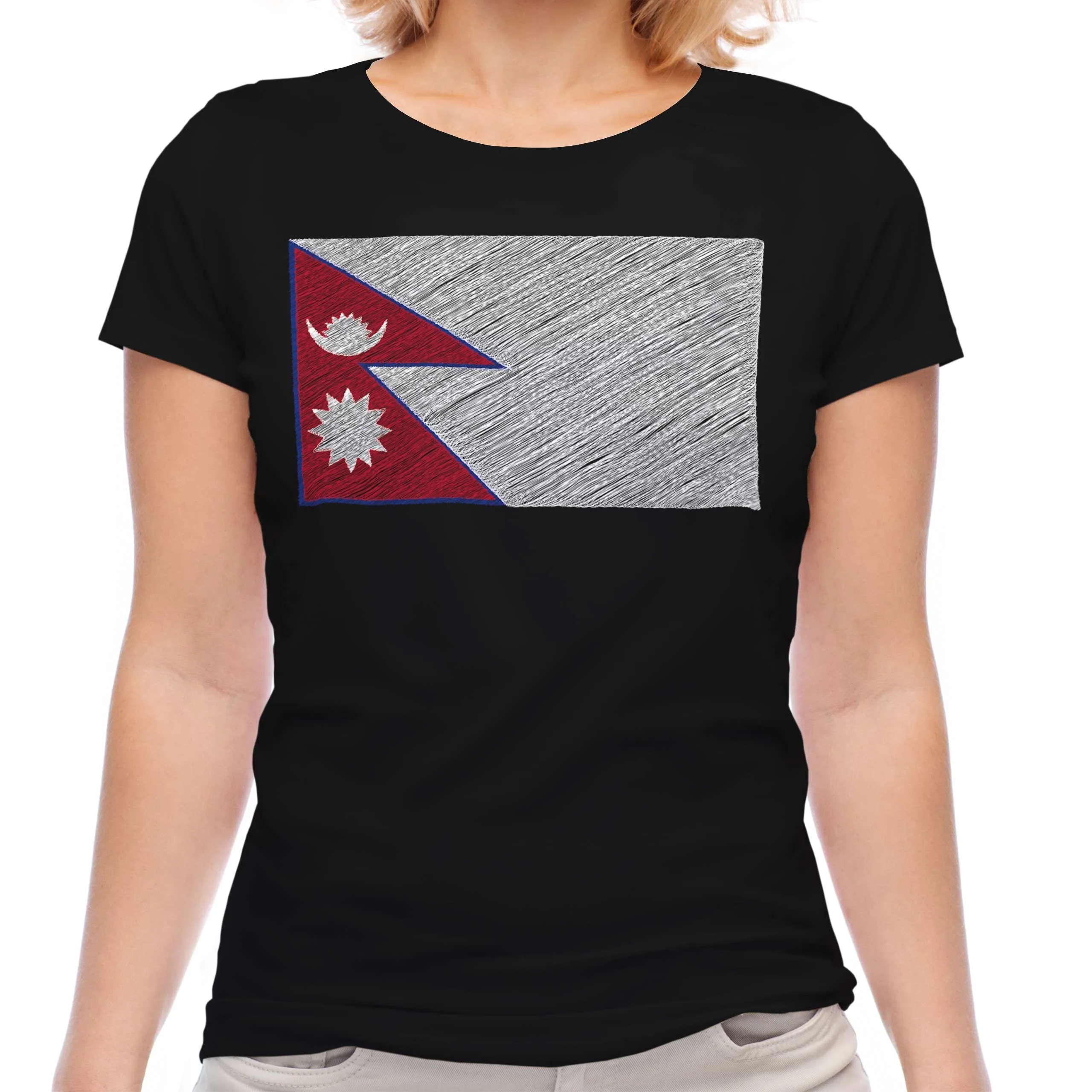 نيبال العلم تي شيرت للنساء قصيرة الأكمام القطن تيز قميص كبير الحجم المرأة جيرسي بلايز رياضية Y2k تي شيرت الصيف الشارع الشهير