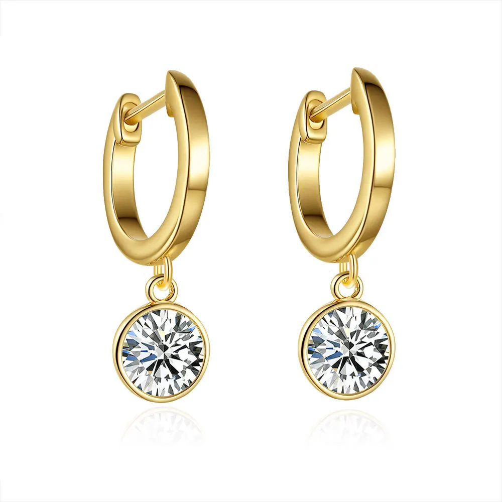 Apexelle Brand Trendy Jewelry 925 Sterling Silver Stud Earrings 0.5CT Moissanite Gold Plated Hoop Earring Fine Jewelry