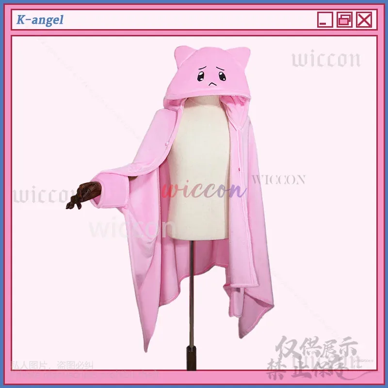 Anime Game NEEDY GIRL OVERDOSE Cosplay KAngel P-chan Costume Pink Cat Head Blanket Kawaii Pink Cat Hooded Soft Cape Customized