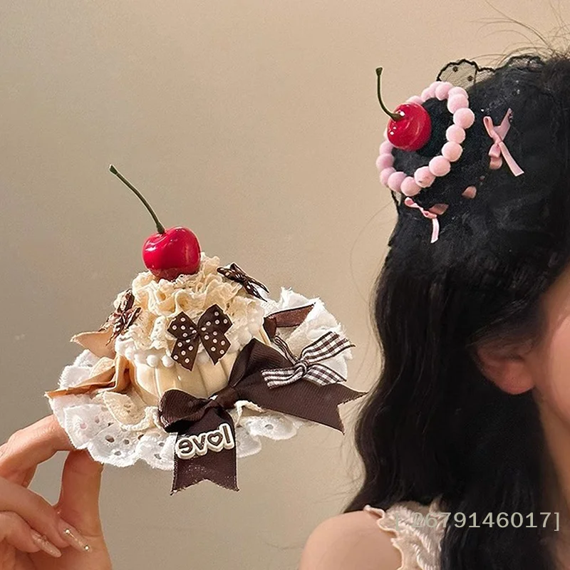 

【YY26】Lolita Lace Cake Hair Clip Cute Children Hairpins Headdress Hair Accessories Kawaii Women Girls Hair Ornament