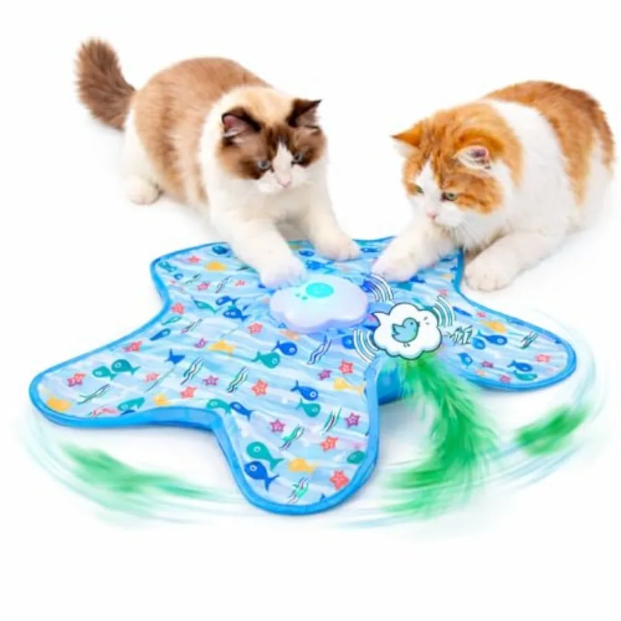 

Interactive Cat Toys with Squeaker for Interactive Playing, Anxiety Relief Boredom Rechargeable Automatic Feathers Toys Touch A