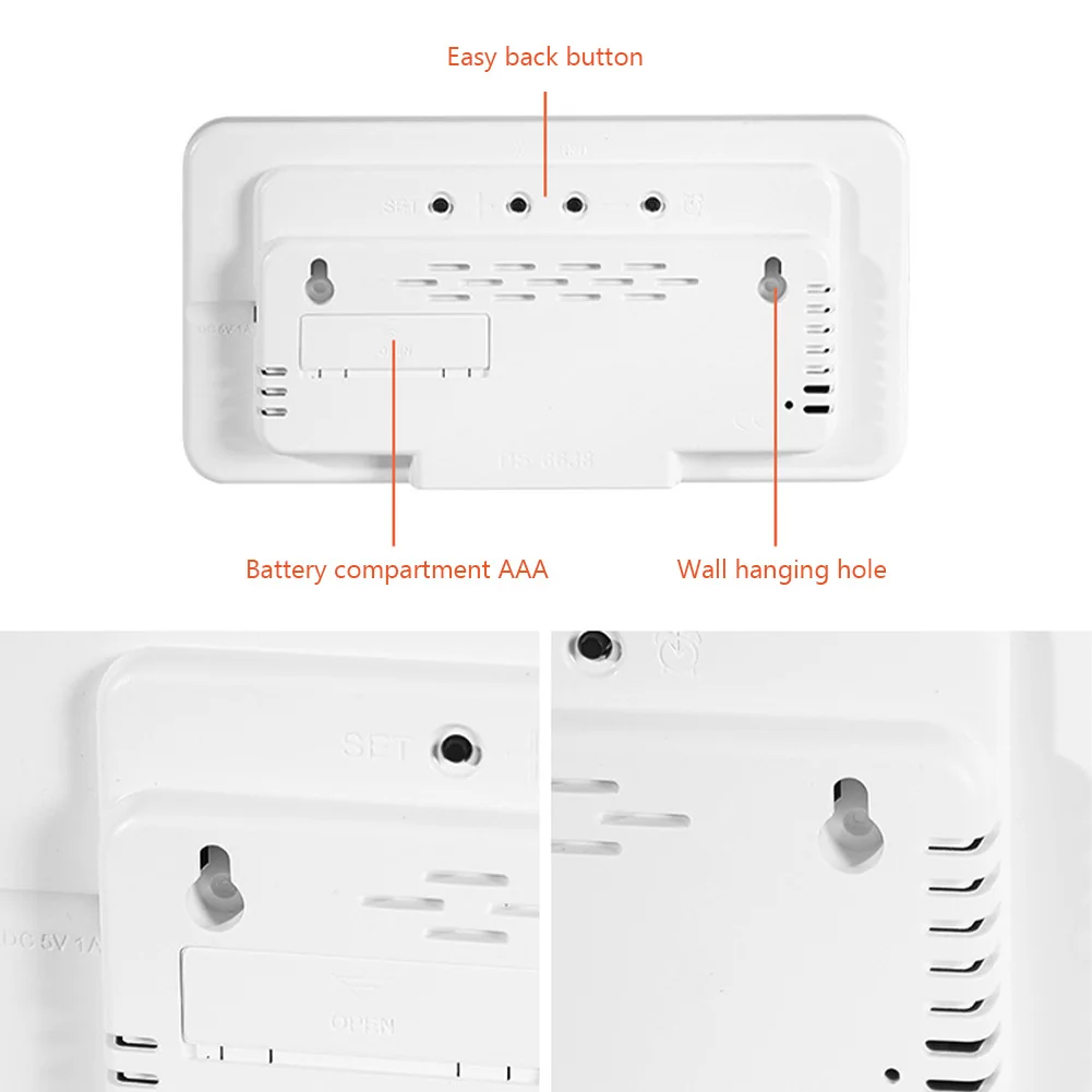 LED Screen Digital Wall Clock 12/24H Table Clock With Adjustable Brightness Electronic Alarm Clock With Multi Functional Display