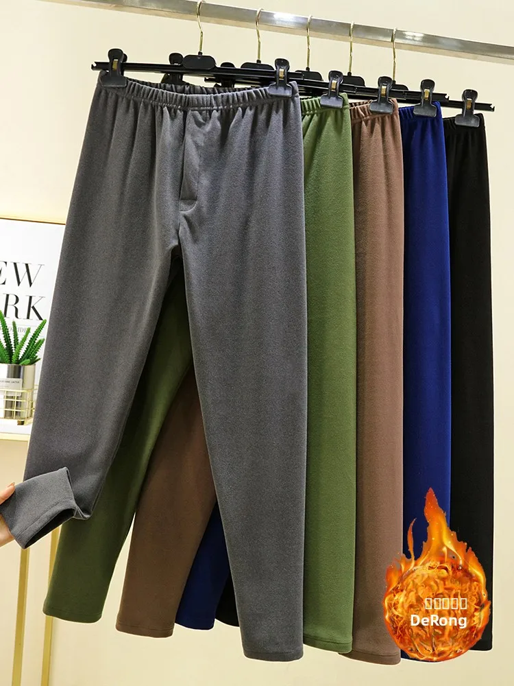 

Thiened Men's Thermal Long Pants High Waist Fce Lined Indoor Wear Winter Warm Trousers Breathable Underwear