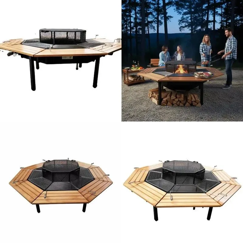 New Innovation Big Party Outdoor BBQ Grill Wood Fire Table