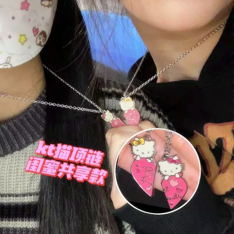 Hello Kitty Sanrio Kawaii Cute Female Niche Trendy Cool Hot Girl Male Isn Couple A Student Best Friend Anime  Cartoon Necklace