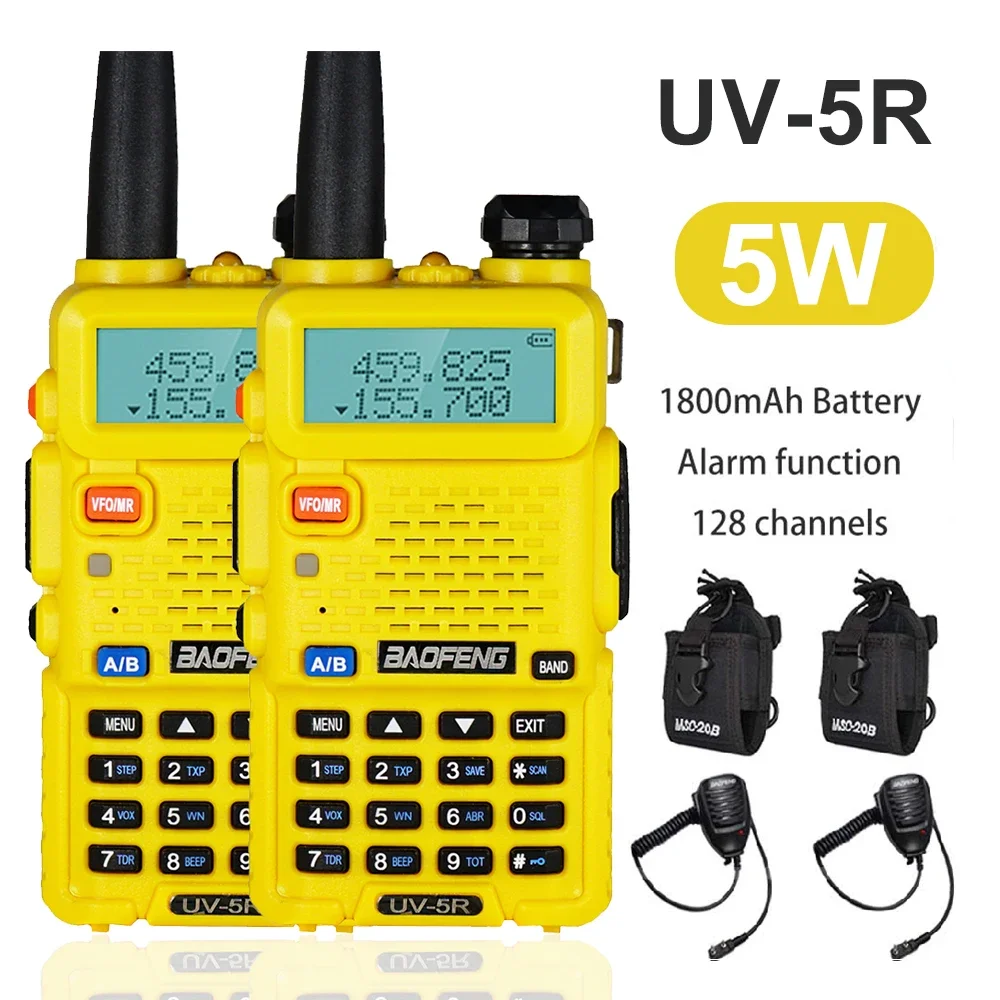 Baofeng uv 5r walkie talkie estação de rádio em dois sentidos presunto boafeng rádio 2pcs poderoso dupla vhf/uhf walike-talkies para a caça 10km