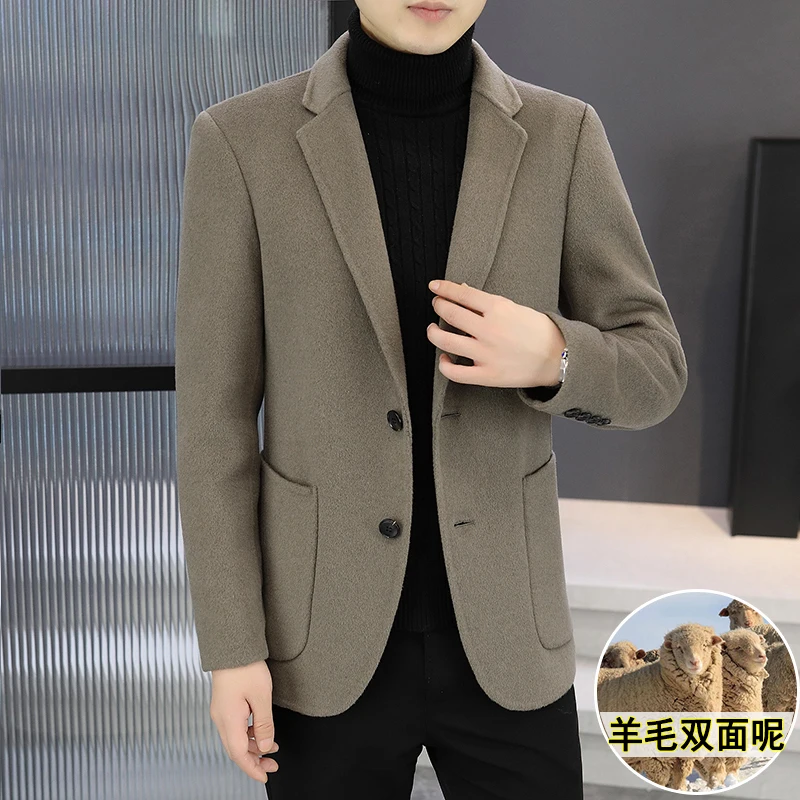 

GIOIO men's woolen suit, cashmere content 63%, autumn and winter leisure warm double-faced woolen jacket