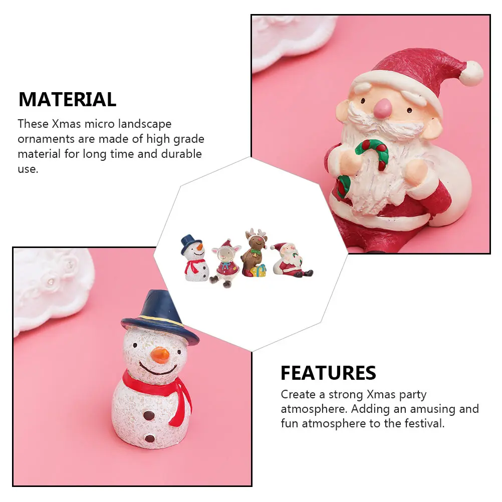 

4 Pcs Christmas Decorations Aquarium Decorative Ornaments Resin Miniatures s Window Craft Lovely Adornment