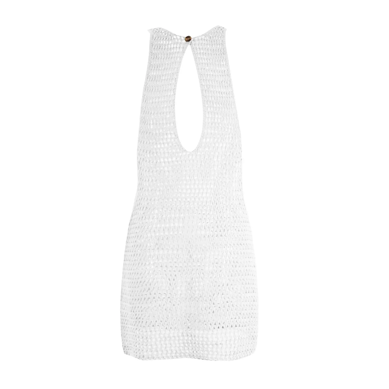 See-through one  Piece Cover up broadside Drawstring Lace Up Knitted hollow out Beachwear swimwear Crew Neck Mesh Swimsuits