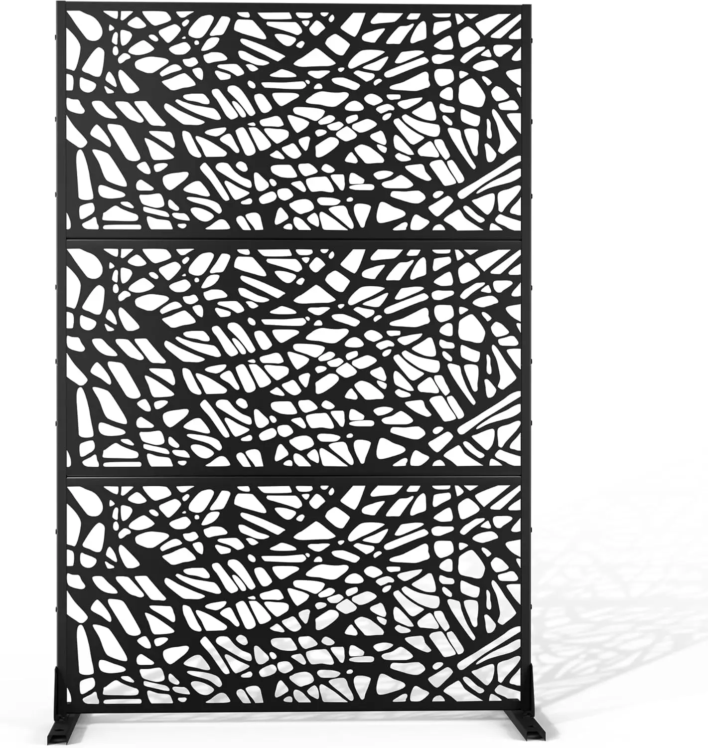 

72" H x 47" W Freestanding Metal Privacy Screen for Outdoor Balcony Yard Garden Fence in Black with Net