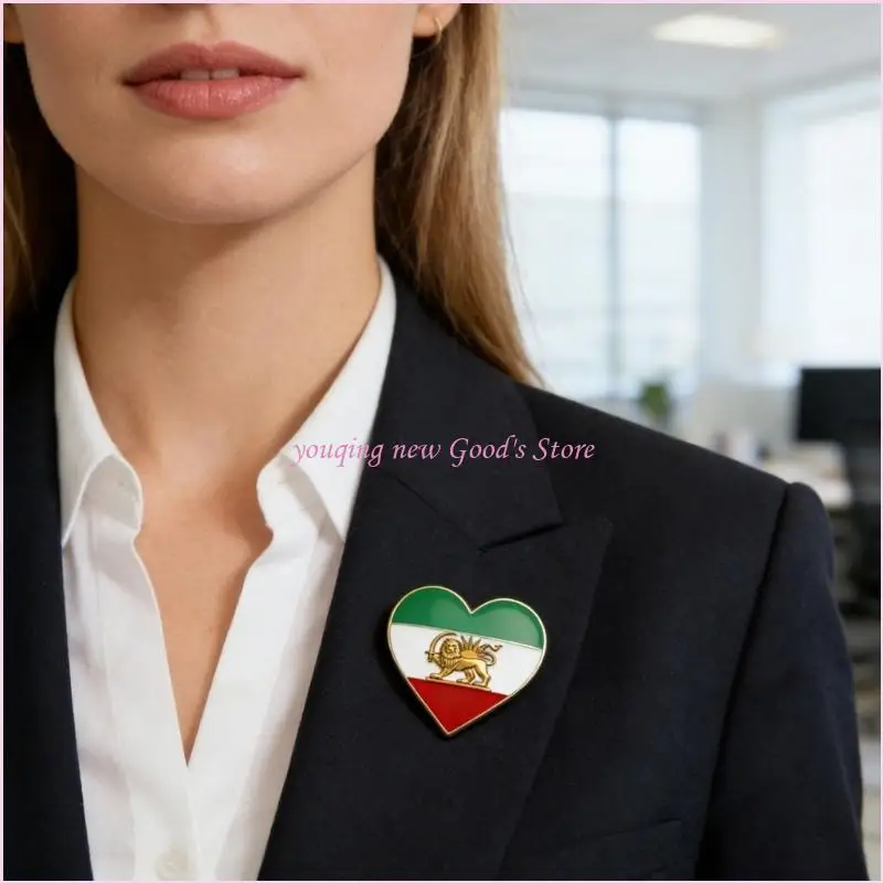57QA Brosche mit Flagge der Iranischen Löwen, Edelstahl, robust und glänzend, Vintage-Souvenir, Zubehör für formelle oder – Detail 1