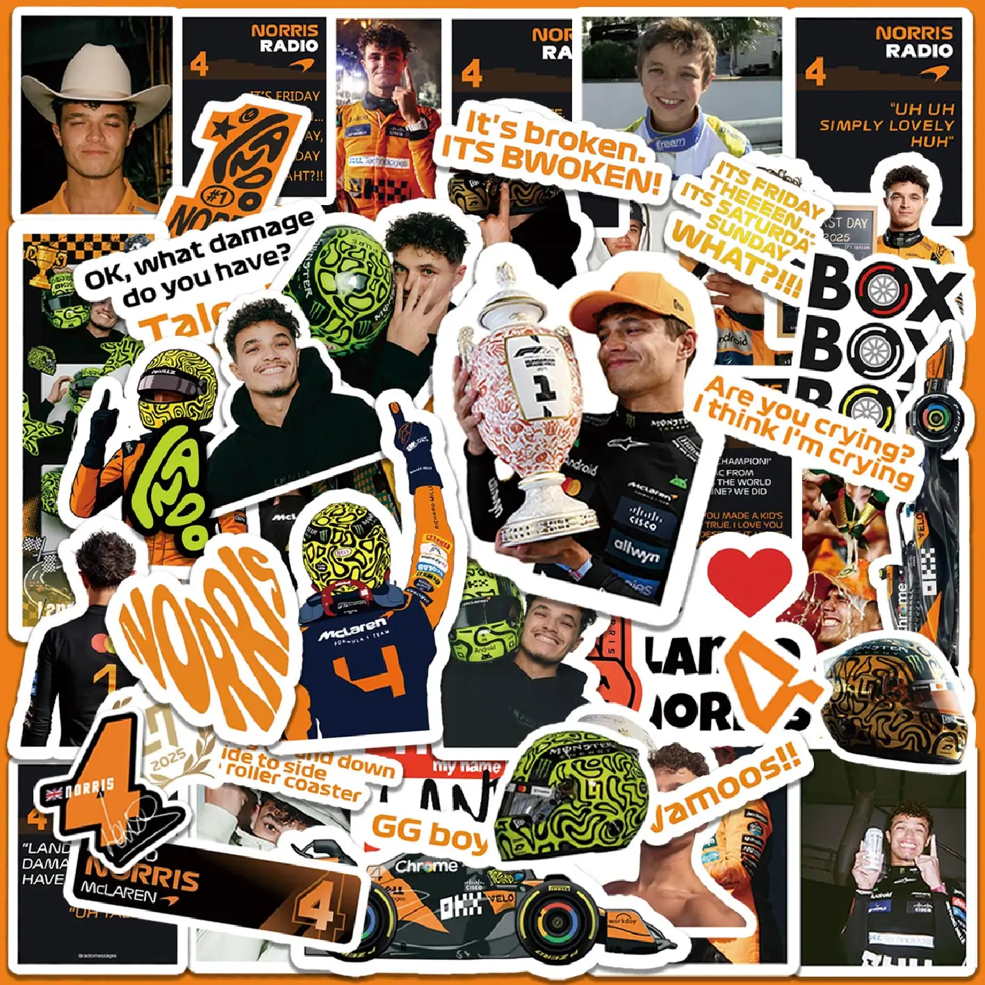 5-6 Sheets F1 Stickers, Norris Stickers,  Racing Stickers, Phone  Stickers, Water Bottle Decor Stickers, Birthday Party Stickers view 2