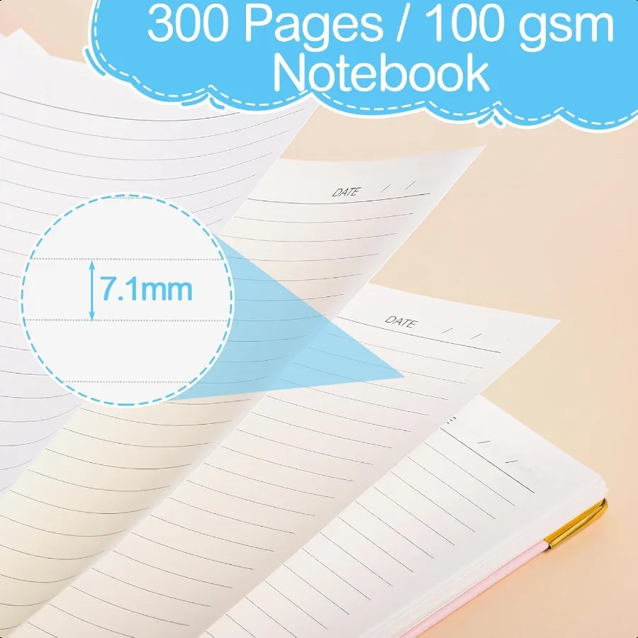 Spiral-Notizbuch, 8,3 x 11,6, 300 Seiten, 150 Blatt, rosa Notizbuch, College-Notizbuch, liniertes A4-Spiral-Notizbuch, Journaling-Notizbuch mit Index S