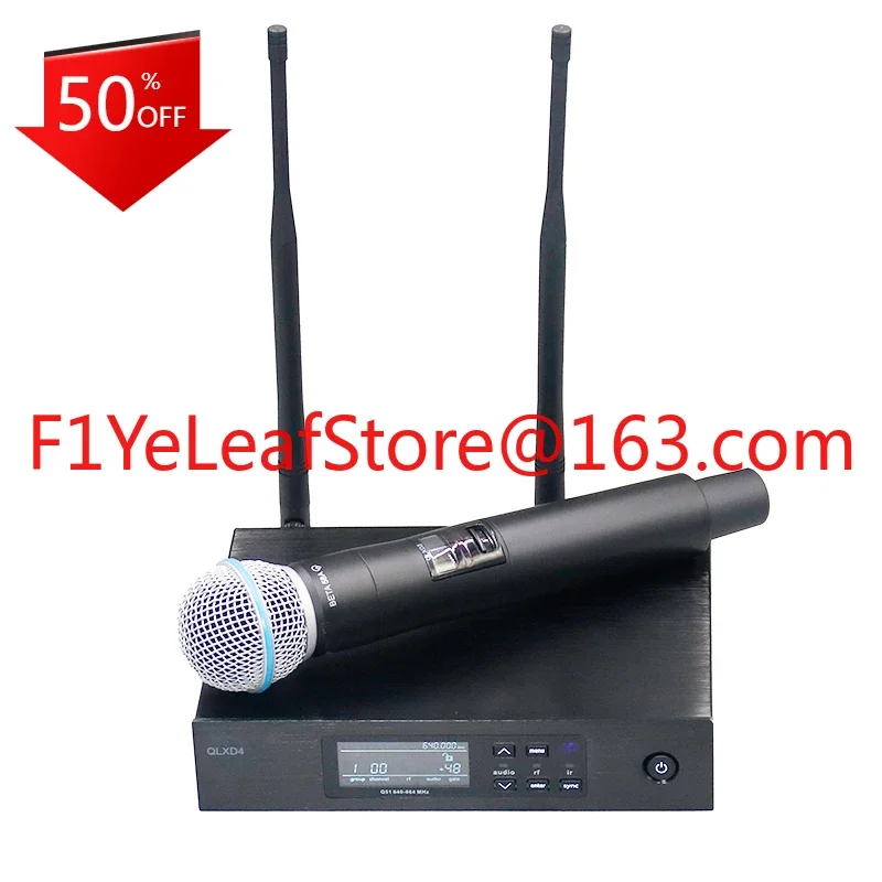 QLXD4 BETA58  UHF True Diversity Wireless Microphone System with Lavalier Headset for Karaoke Stage Performance