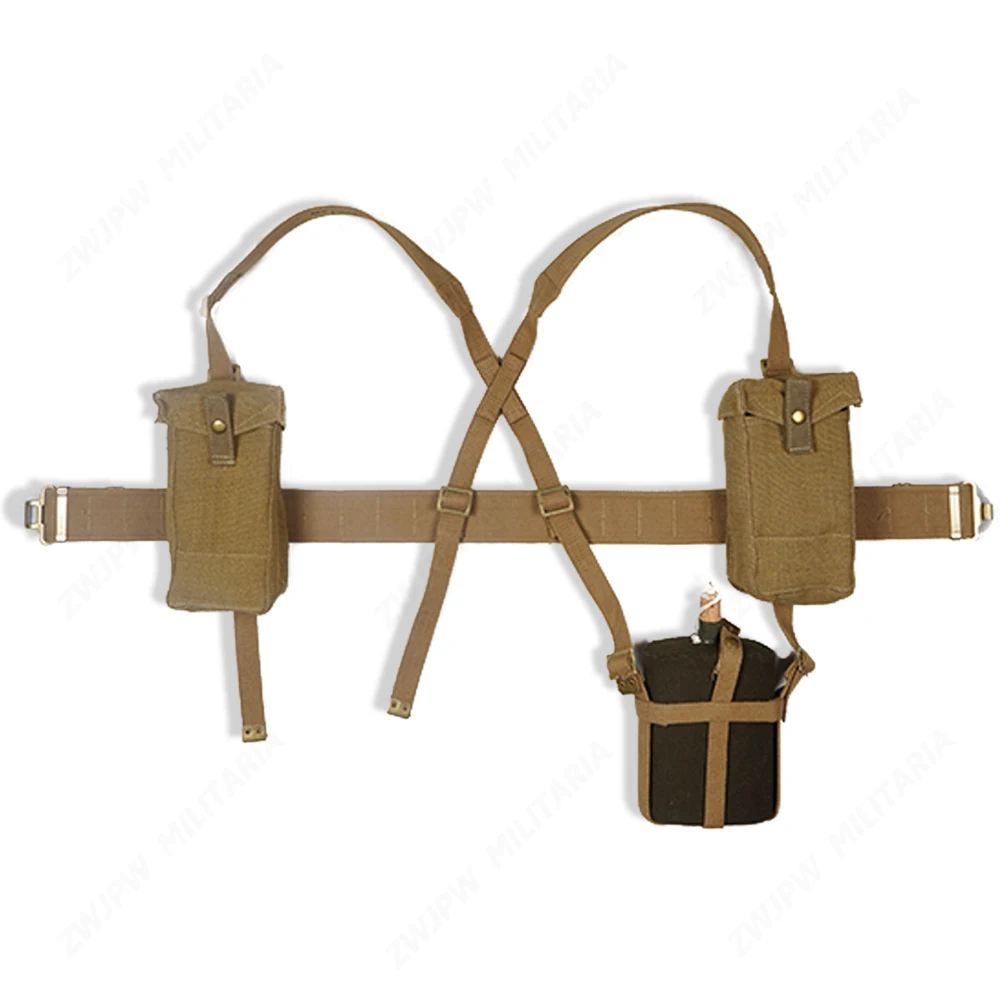 

WW2 UK ARMY PATTERN 37 EQUIPMENT COMBINATION SOLIDERS WITH STRAP & BELT & BAGS & CANTEEN KKAKI HIGH QULITY REPLICA AS PIC