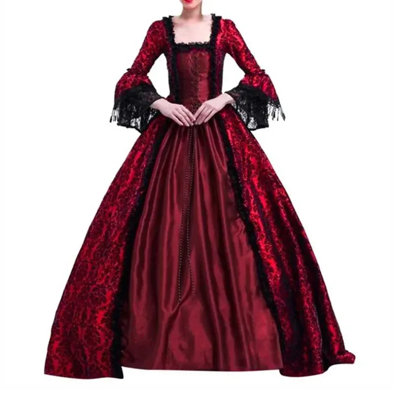 

Викторианский средневековый халат для женщин, кружевные придворные платья, бальное платье на Хэллоуин, винтажная готика, косплей