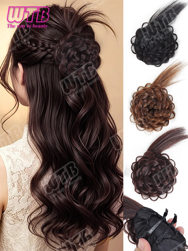 WTB Synthetic Wig Four-Claw Press Clip Flower-Shaped Braided Mini Bun Suitable for women's everyday wear holidays and styling
