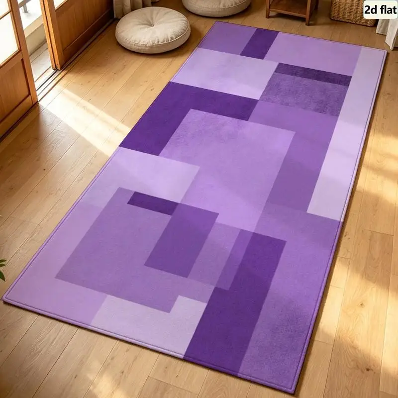 Carpet Flooring Multi Shade Purple Block Geometric Area Rug Modern Square Layer Abstract Floor Carpet