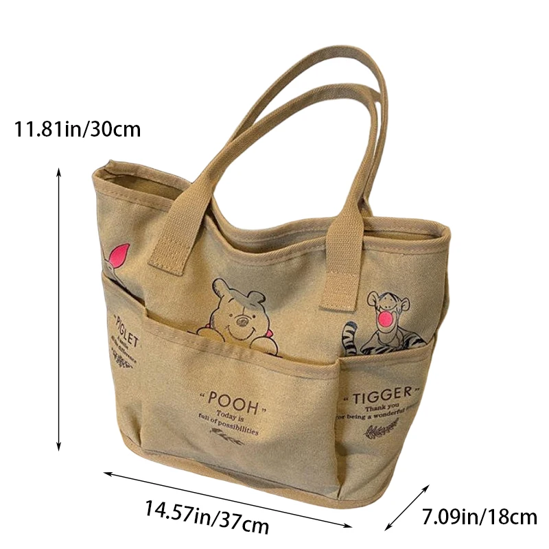 حقيبة ديزني النسائية متعددة الجيوب حقيبة قماش قنب ويني ذا بوه حقيبة كتف كرتونية ذات سعة كبيرة حقيبة يد حقيبة تسوق