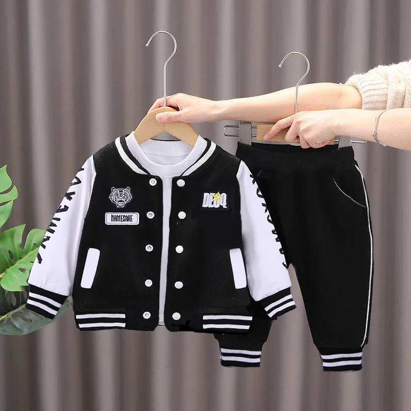 

2023 Spring Autumn Baby Boys and Girls Suit Baby Handsome cartoon Sports Baseball Uniform Two-piece suit Cardigan Jackets 0-4Y