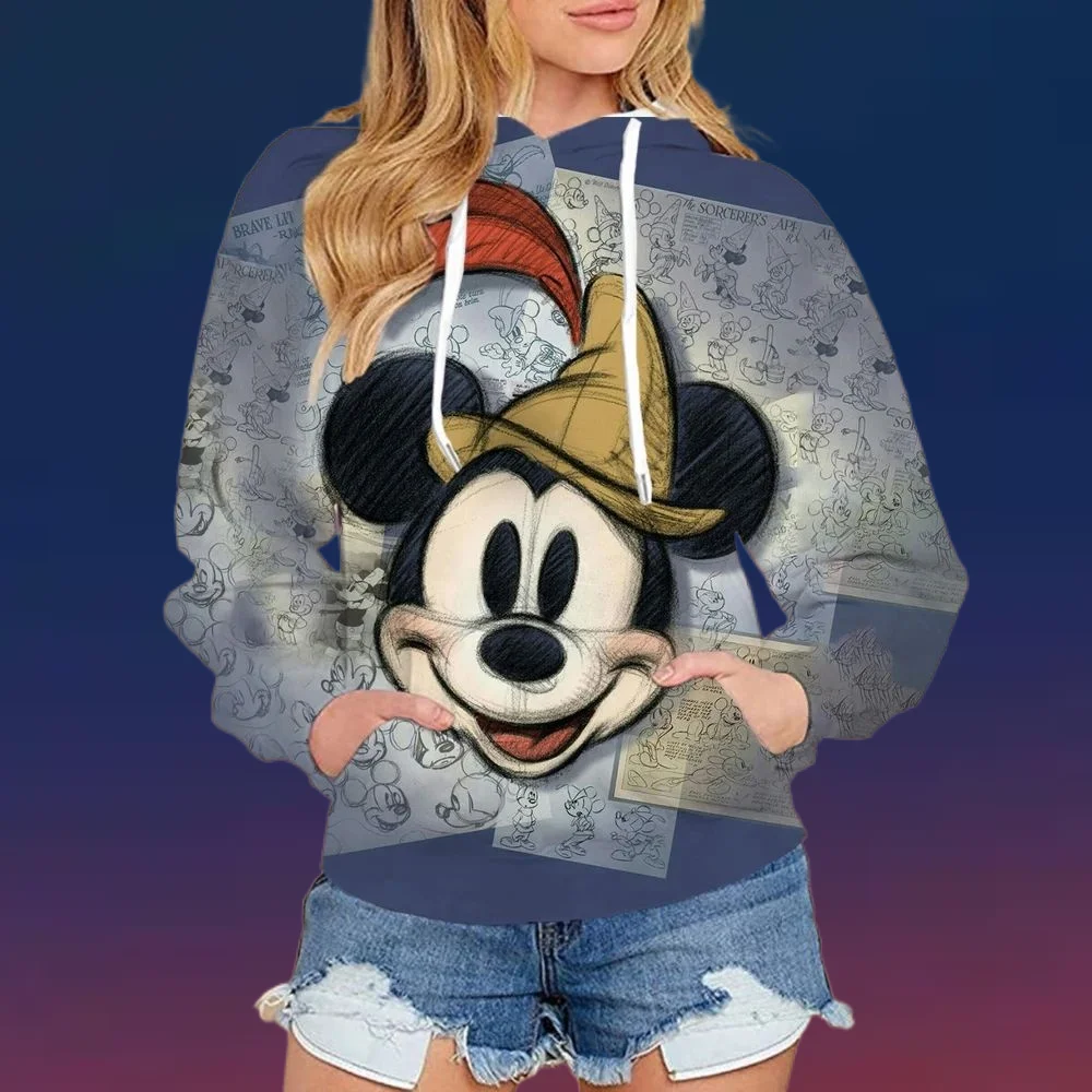 

2025 Autumn Street Harajuku Fashion Women's Top Christmas New Mickey and Minnie Pattern Children's Casual Hoodie Y2k