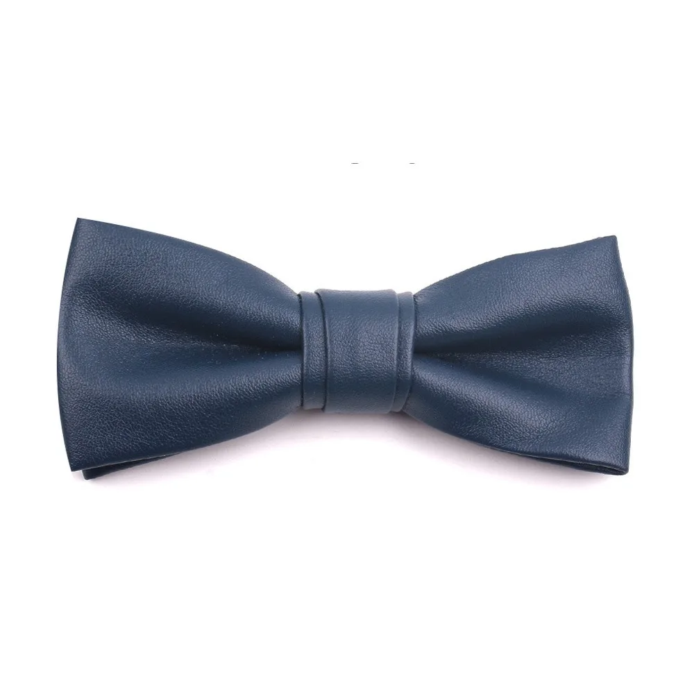 สีทึบ PU หนัง Bow Tie ปรับนุ่มเนคไท Bowknot Textured Retro Cravat เสื้อ